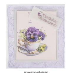 3-D Relief-Sticker, Blumen in Tasse 9, verschiedene Größen, selbstklebend