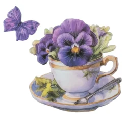 3-D Relief-Sticker, Blumen in Tasse 9, verschiedene Größen, selbstklebend