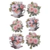 3-D Relief-Sticker, Blumen in Tasse 7, verschiedene Größen, selbstklebend