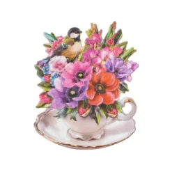 3-D Relief-Sticker, Blumen in Tassen 2, verschiedene Größen, selbstklebend