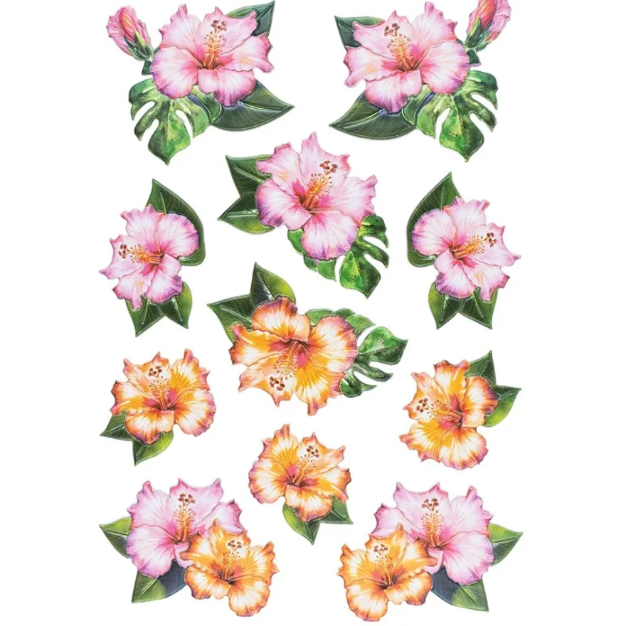 3-D Relief-Sticker, Blumen & Schmetterlinge 2, 21cm x 30cm, verschiedene Größen, selbstklebend