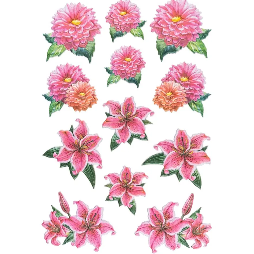 3-D Relief-Sticker, Blumen & Schmetterlinge 5, 21cm x 30cm, in versch. Größen, selbstklebend