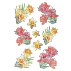 3-D Relief-Sticker, Blumensträuße 5, verschiedene Größen, selbstklebend