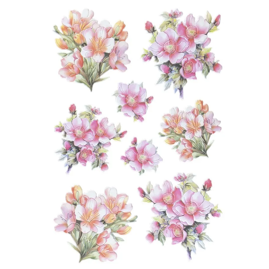 3-D Relief-Sticker, Blumensträuße 1, verschiedene Größen, selbstklebend