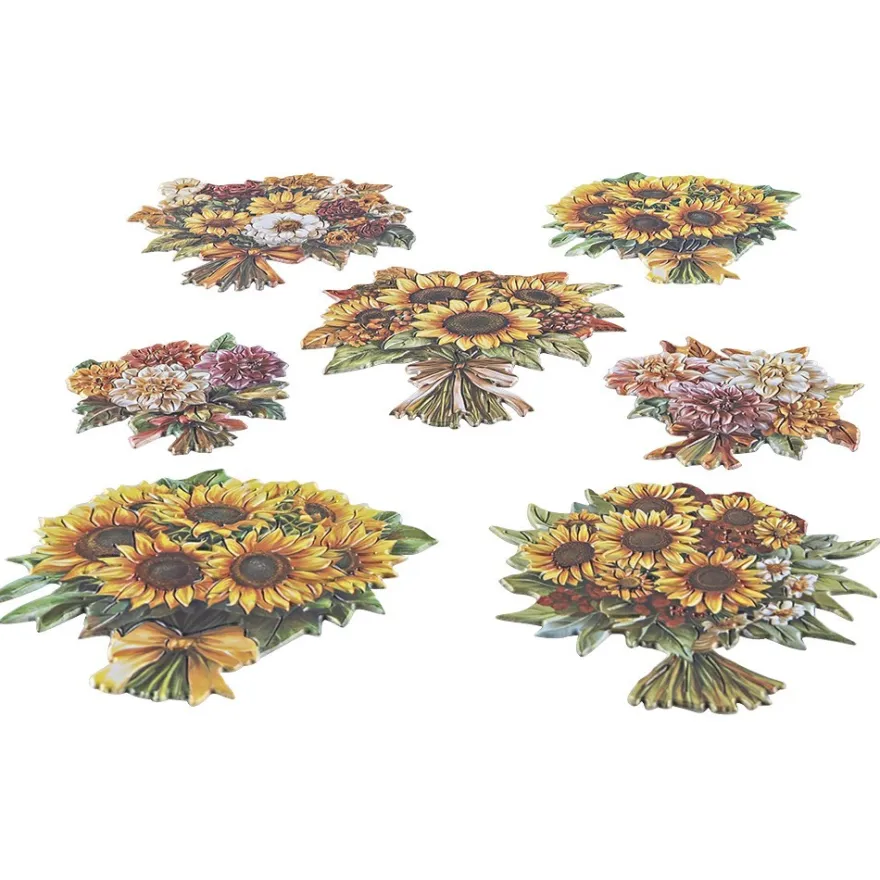 3-D Relief-Sticker, Blumensträuße 3, verschiedene Größen, selbstklebend