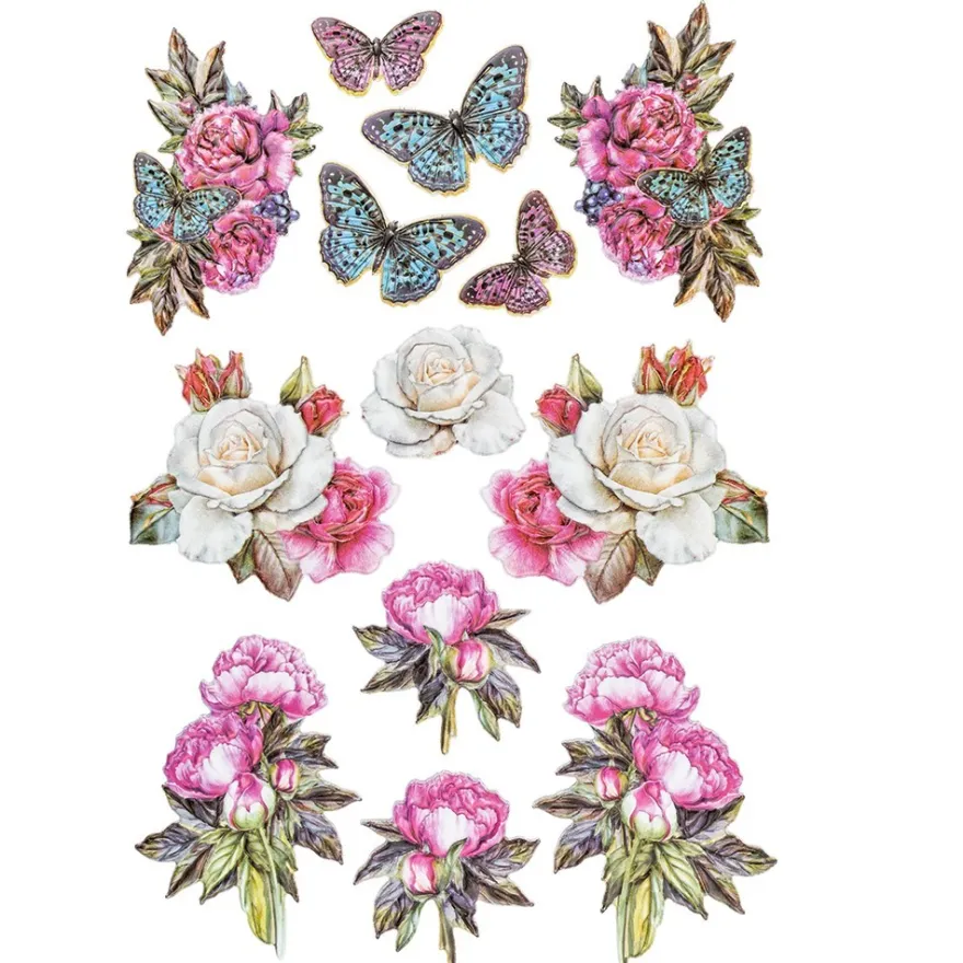 3-D Relief-Sticker, Blumen & Vasen 3, verschiedene Größen, selbstklebend