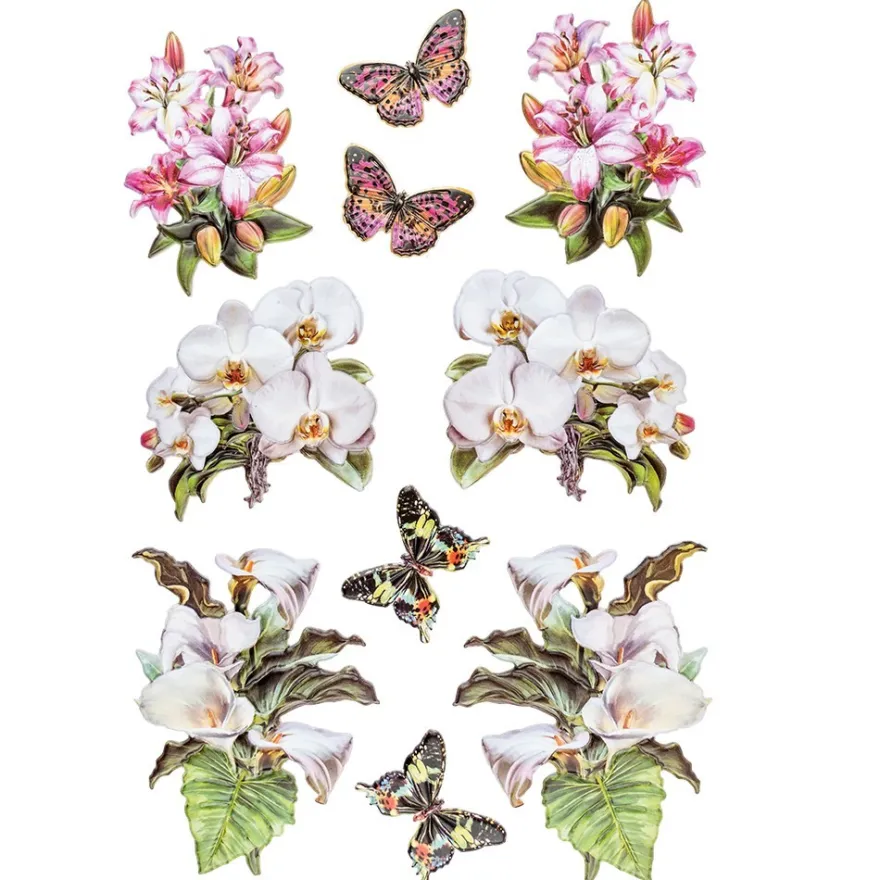 3-D Relief-Sticker, Blumen & Vasen 4, verschiedene Größen, selbstklebend
