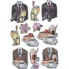 3-D Relief-Sticker, Elegante Herren-Klassiker 1, versch. Größen, selbstklebend