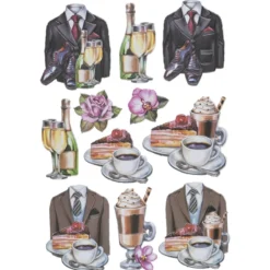 3-D Relief-Sticker, Elegante Herren-Klassiker 1, versch. Größen, selbstklebend