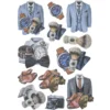 3-D Relief-Sticker, Elegante Herren-Klassiker 5, versch. Größen, selbstklebend