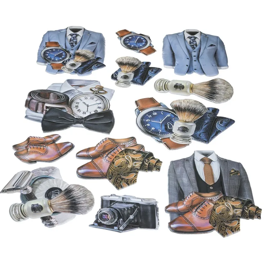 3-D Relief-Sticker, Elegante Herren-Klassiker 5, versch. Größen, selbstklebend