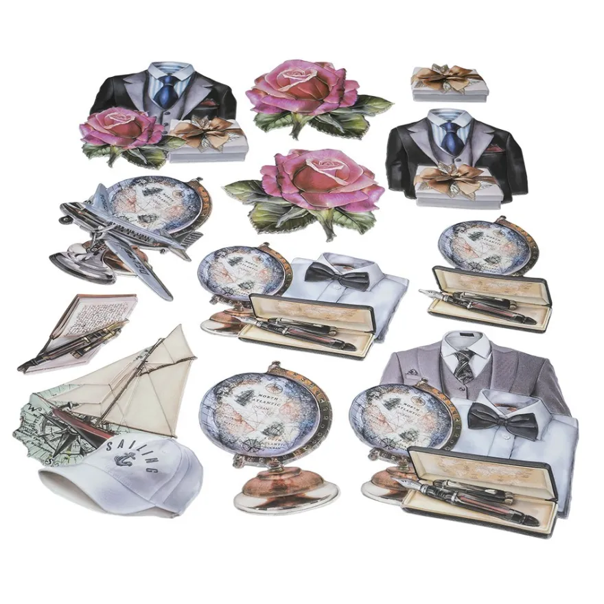 3-D Relief-Sticker, Elegante Herren-Klassiker 2, versch. Größen, selbstklebend
