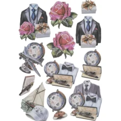 3-D Relief-Sticker, Elegante Herren-Klassiker 2, versch. Größen, selbstklebend