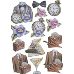 3-D Relief-Sticker, Elegante Herren-Klassiker 3, versch. Größen, selbstklebend