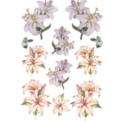 3-D Relief-Sticker, Elegante Lilien 2, 21cm x 30cm, verschiedene Größen, selbstklebend