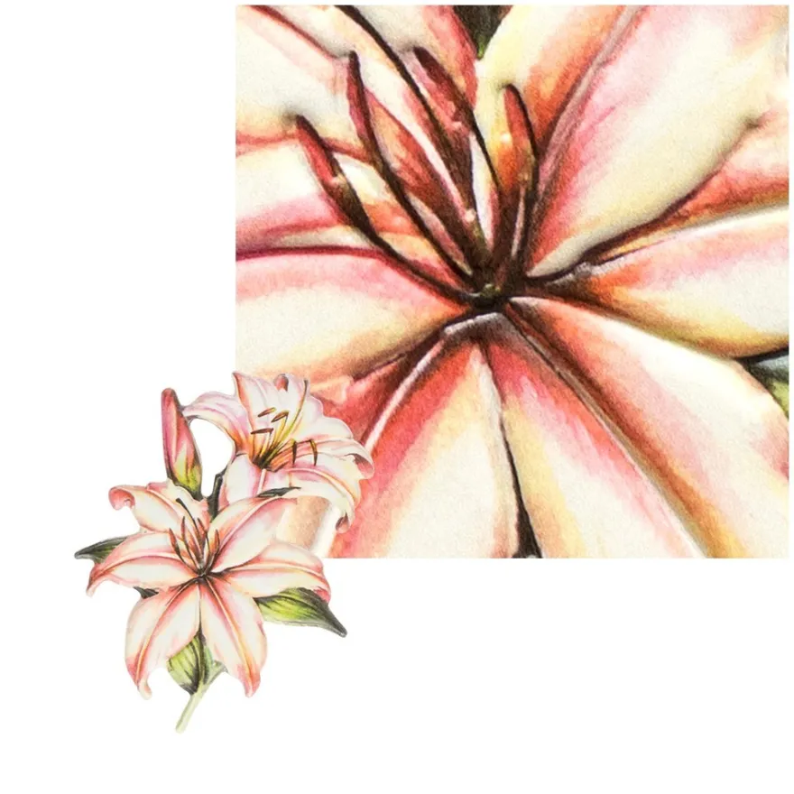 3-D Relief-Sticker, Elegante Lilien 2, 21cm x 30cm, verschiedene Größen, selbstklebend