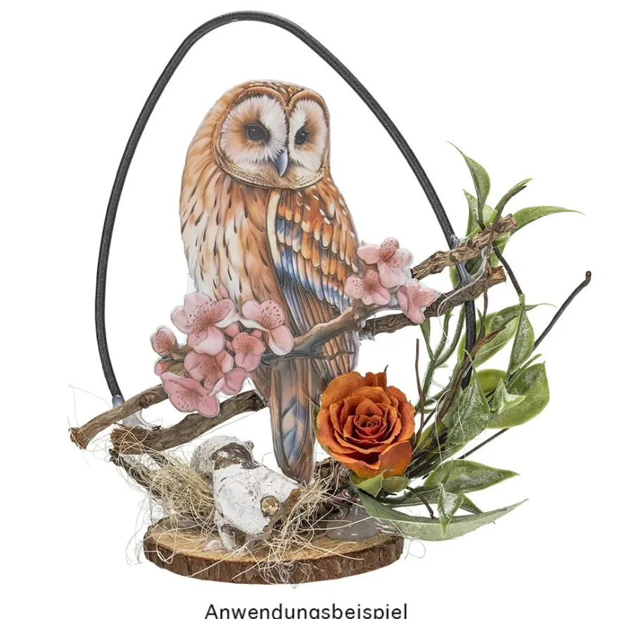 3-D Relief-Sticker, Eulen mit Blumen, verschiedene Größen, selbstklebend
