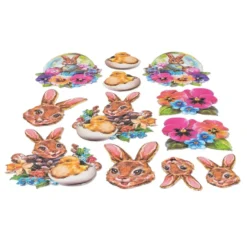 3-D Relief-Sticker, Fröhliche Osterhasen 3, verschiedene Größen, selbstklebend