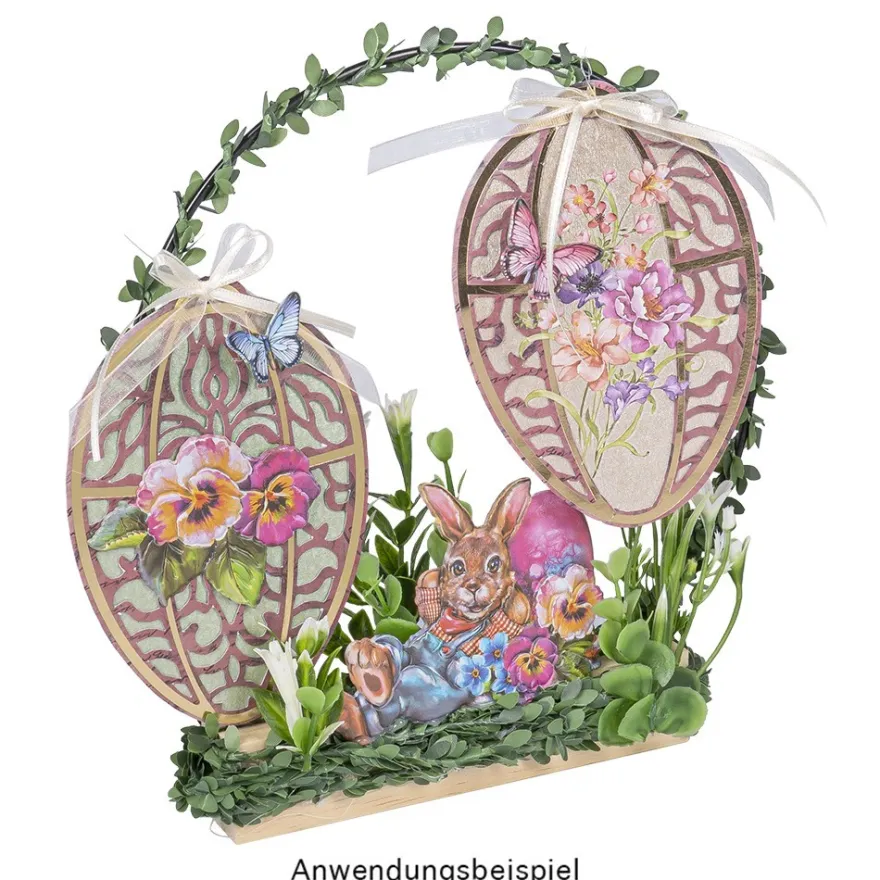 3-D Relief-Sticker, Fröhliche Osterhasen 1, verschiedene Größen, selbstklebend