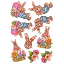 3-D Relief-Sticker, Fröhliche Osterhasen 1, verschiedene Größen, selbstklebend
