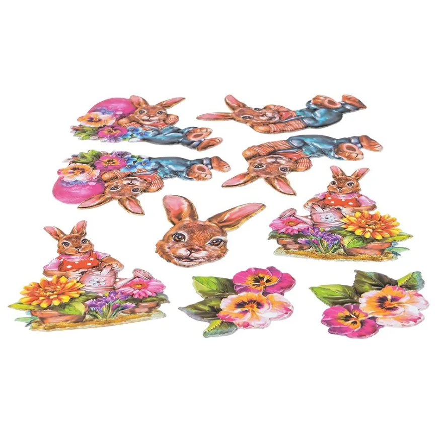 3-D Relief-Sticker, Fröhliche Osterhasen 1, verschiedene Größen, selbstklebend