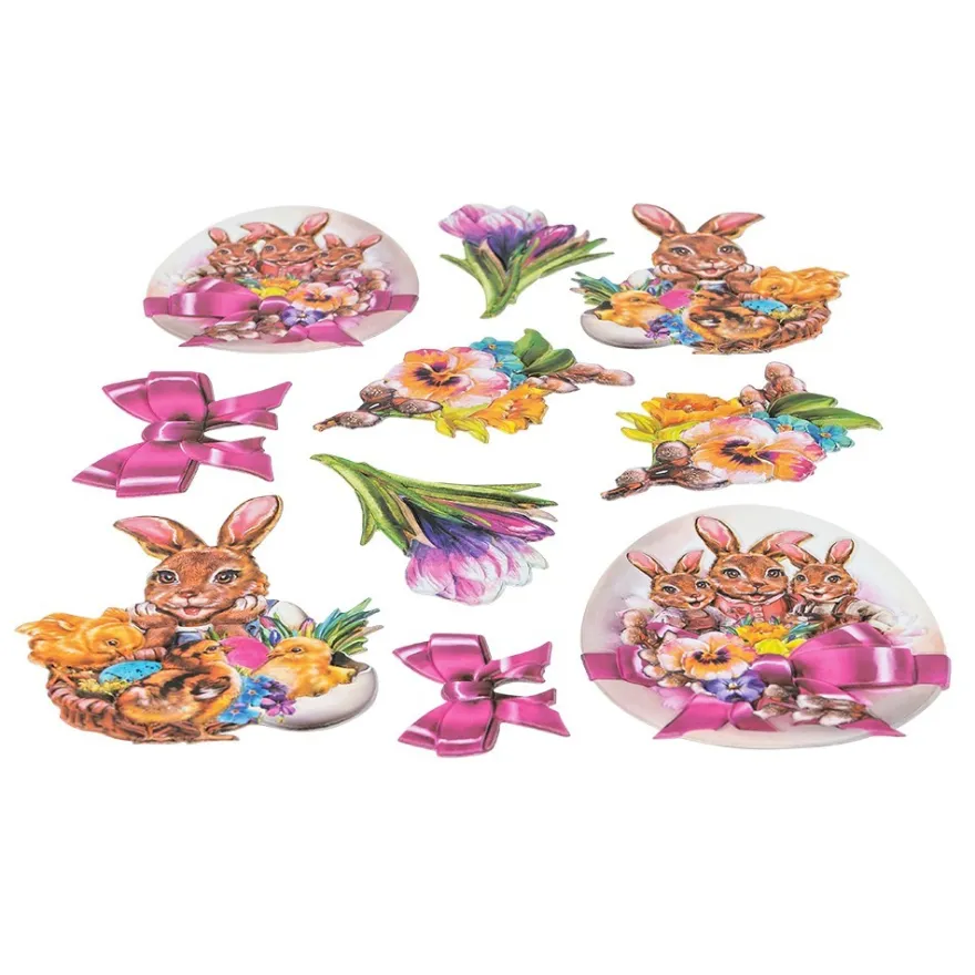 3-D Relief-Sticker, Fröhliche Osterhasen 5, verschiedene Größen, selbstklebend
