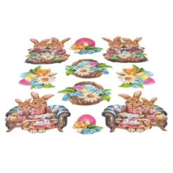 3-D Relief-Sticker, Fröhliche Osterhasen 4, verschiedene Größen, selbstklebend