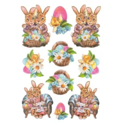 3-D Relief-Sticker, Fröhliche Osterhasen 4, verschiedene Größen, selbstklebend