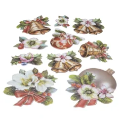 3-D Relief-Sticker, Glöckchen mit Blumen, versch. Größen, selbstklebend