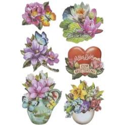 3-D Relief-Sticker, Glückwünsche 4, versch. Größen, selbstklebend