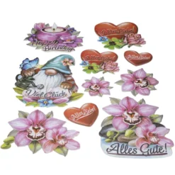 3-D Relief-Sticker, Glückwünsche 2, versch. Größen, selbstklebend