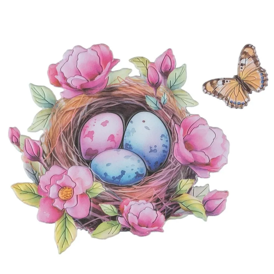 3-D Relief-Sticker, Hase im Körbchen, verschiedene Größen, selbstklebend