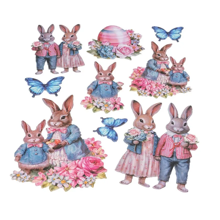 3-D Relief-Sticker, Hasenfamilie 6, verschiedene Größen, selbstklebend