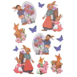 3-D Relief-Sticker, Hasenfamilie 4, verschiedene Größen, selbstklebend