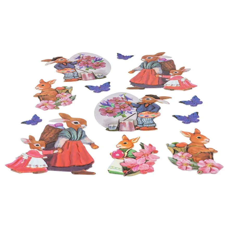 3-D Relief-Sticker, Hasenfamilie 4, verschiedene Größen, selbstklebend