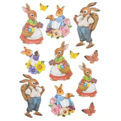 3-D Relief-Sticker, Hasenfamilie 5, verschiedene Größen, selbstklebend