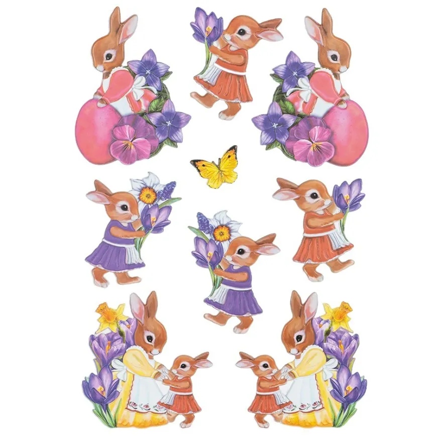 3-D Relief-Sticker, Hasenfamilie 1, verschiedene Größen, selbstklebend