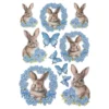 3-D Relief-Sticker, Hasen im Blütenkranz, verschiedene Größen, selbstklebend