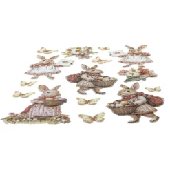 3-D Relief-Sticker, Hasen mit Frühlingsblumen 2, versch. Größen, selbstklebend