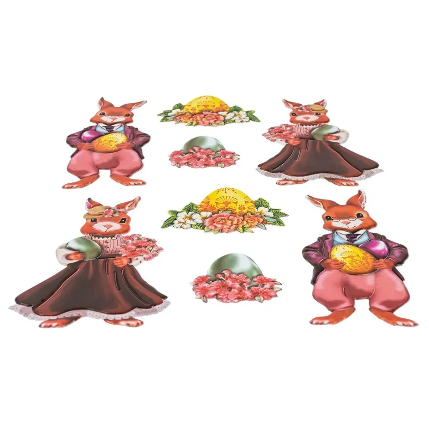 3-D Relief-Sticker, Hasenpaare 1, verschiedene Größen, selbstklebend