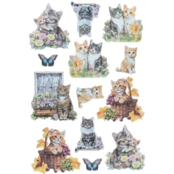 3-D Relief-Sticker, Katzen, verschiedene Größen, selbstklebend
