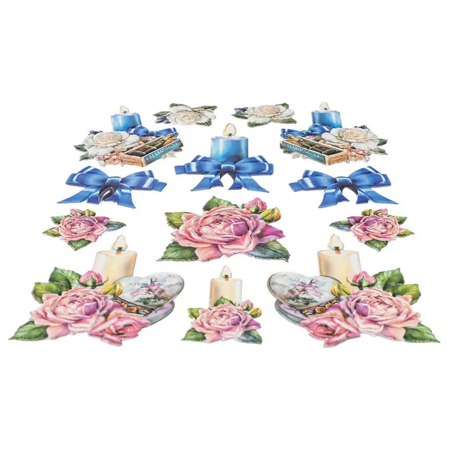 3-D Relief-Sticker, Kerzen-Glückwünsche 3, verschiedene Größen, selbstklebend