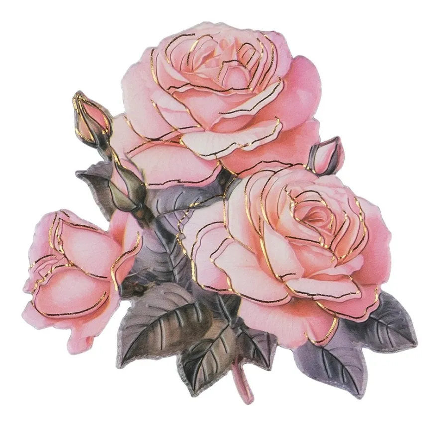 3-D Relief-Sticker, Kerzen mit Blumen 1, Folienveredelung Hellgold, versch. Größen, selbstklebend