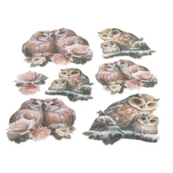 3-D Relief-Sticker, Kuschel-Eulen 4, verschiedene Größen, selbstklebend