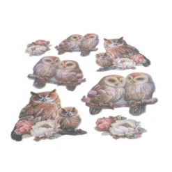 3-D Relief-Sticker, Kuschel-Eulen 5, verschiedene Größen, selbstklebend