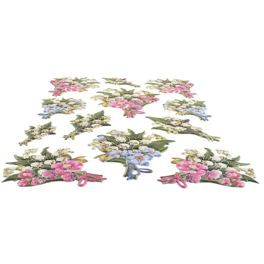 3-D Relief-Sticker, Maiglöckchen-Vielfalt 3, verschiedene Größen, selbstklebend
