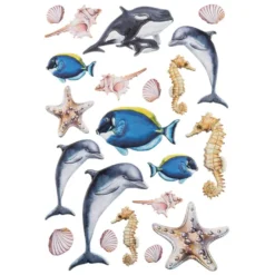 3-D Relief-Sticker, Maritim, Delfine, verschiedene Größen, selbstklebend
