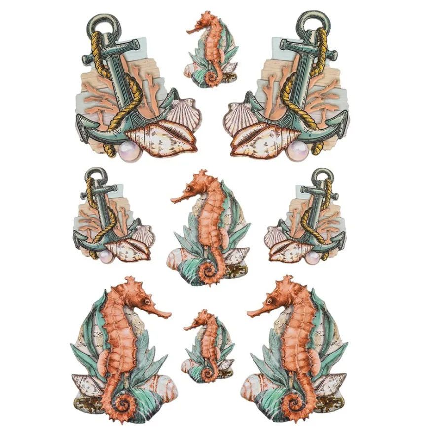3-D Relief-Sticker, Maritim 2, Design 1, verschiedene Größen, selbstklebend