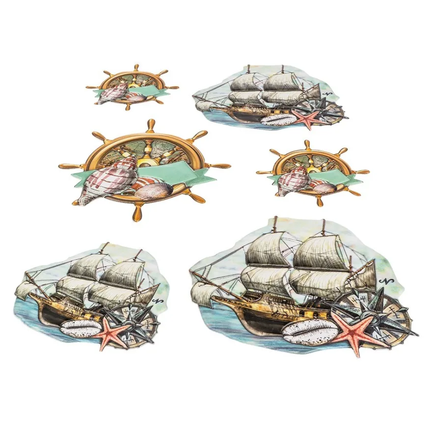 3-D Relief-Sticker, Maritim 2, Design 5, verschiedene Größen, selbstklebend