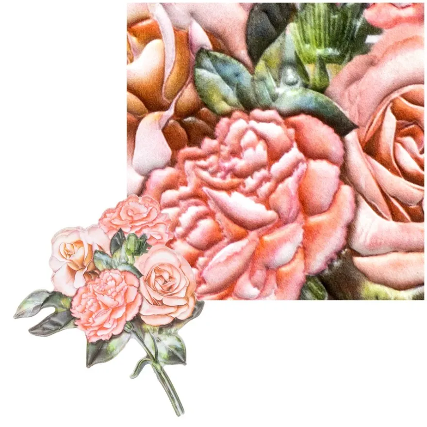 3-D Relief-Sticker, Nelken-Sträuße 1, 21cm x 30cm, verschiedene Größen, selbstklebend